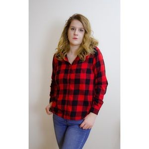 Old Navy Red/Black Buffalo Plaid Flannel Shirt (M)